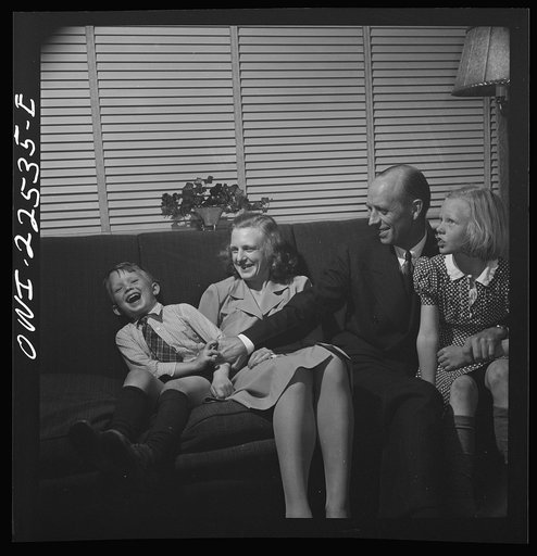 Untitled photo, possibly related to: Philadelphia, Pennsylvania. Swedish-American vice president of the SKF roller bearing factory with his family. His wife is the daughter of the Swedish minister to the United Nations