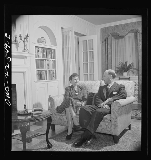 Philadelphia, Pennsylvania. Swedish-American engineer at the SKF roller bearing factory with his wife at home