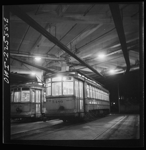 Baltimore, Maryland. Trolleys inside the Park terminal