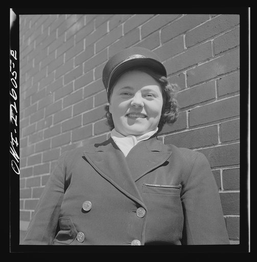 Untitled photo, possibly related to: Baltimore, Maryland. Woman trolley conductor