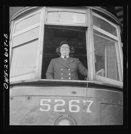 Baltimore, Maryland. Woman trolley conductor