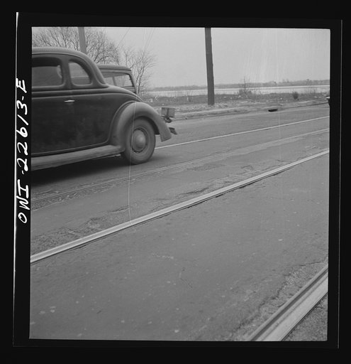 Baltimore, Maryland. Road from the Bethlehem Fairfield shipyard to Baltimore wears out constantly from the steady stream of traffic