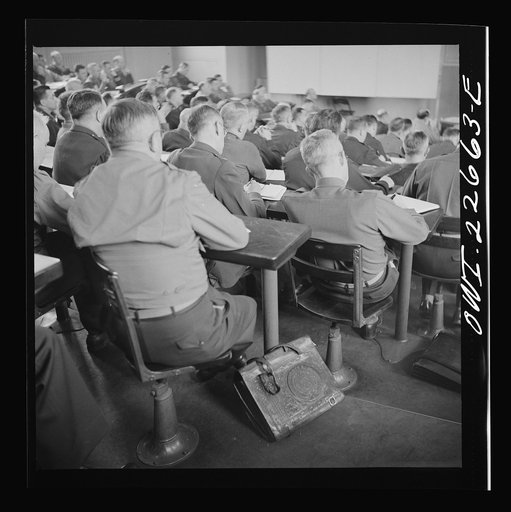 Charlottesville, Virginia. Officers listening to a lecture in the School of Military Government at the University of Virginia