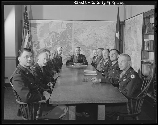 Charlottesville, Virginia. General Wickersham and his staff of the School of Military Government at the University of Virginia