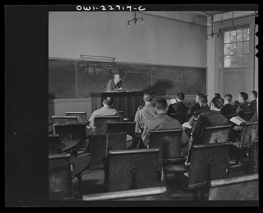 Untitled photo, possibly related to: Charlottesville, Virginia. Class in German language in the School of Military Government at the University of Virginia