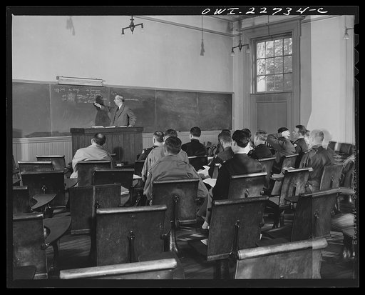 Untitled photo, possibly related to: Charlottesville, Virginia. Class in German language in the School of Military Government at the University of Virginia