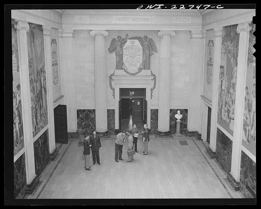 Charlottesville, Virginia. Officers attending the School of Military Government gathered in the rotunda of the School of Law at the University of Virginia