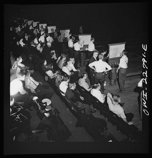 Untitled photo, possibly related to: Washington, D.C. Scorekeeper at a bowling alley