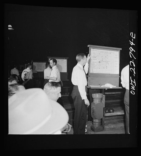 Untitled photo, possibly related to: Washington, D.C. Scorekeeper at a bowling alley