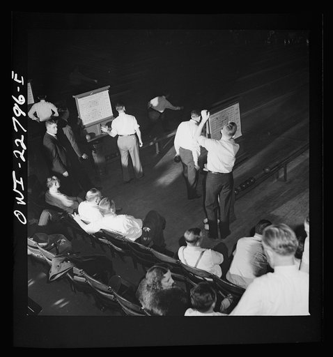 Untitled photo, possibly related to: Washington, D.C. Scorekeeper at a bowling alley