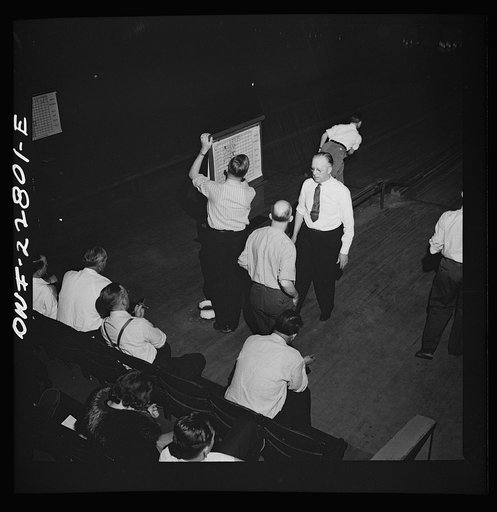 Untitled photo, possibly related to: Washington, D.C. Scorekeeper at a bowling alley
