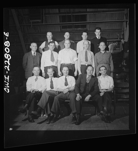 Washington, D.C. Members of a bowling team at a bowling alley