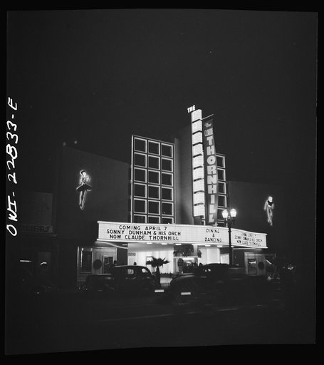 Hollywood, California. Sign in front of a large dance palace