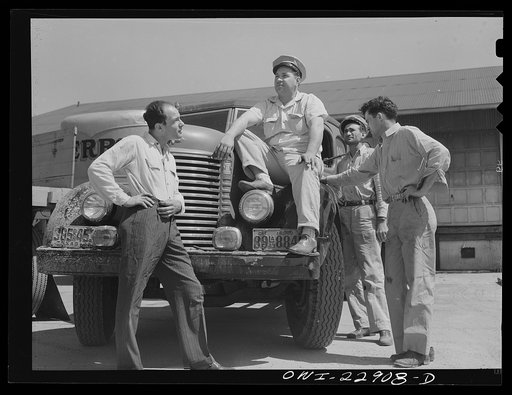 New Orleans, Louisiana. Truck drivers at the Herrin Company terminal