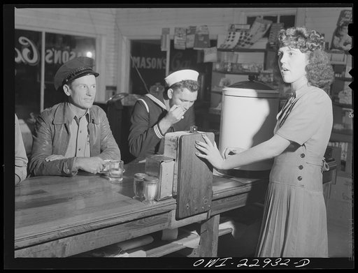 Truck driver and sailor at a highway coffee shop on U.S. Highway 90 in southern Louisiana
