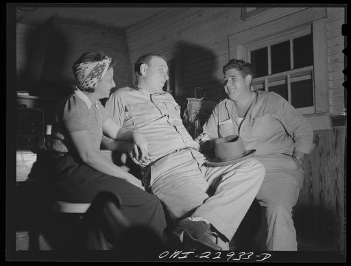 Joe Morvain (right) talking with fellow truck driver and friend at a coffee stop along U.S. Highway 90 in southern Louisiana