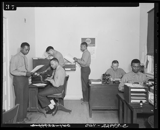 Camp Lejeune, New River, North Carolina. Scene in the office of the 51st Composite Battalion. U.S. Marine Corps