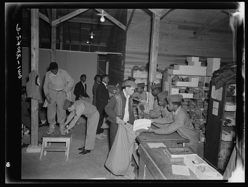 Camp Lejeune, New River, North Carolina. Scene at the Marine Corps camp's supply quarters