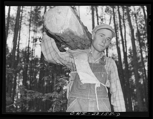 Nacogdoches, Texas. "Flathead" loading truck with pulpwood for the Southland paper mill