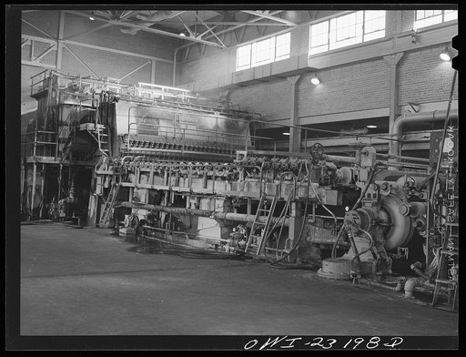 Untitled photo, possibly related to: Lufkin, Texas. Southland paper mill. Paper machine from the wet end