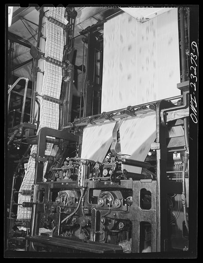 Untitled photo, possibly related to: Dallas, Texas. Dallas Morning News coming off the press