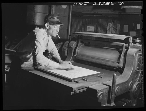 Dallas, Texas. Making a mat in the composing room of the Dallas Morning News