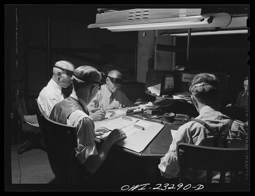 Dallas, Texas. Proofreading desk of the Dallas Morning News
