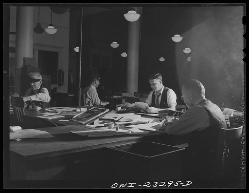 Dallas, Texas. The "universal desk" at Dallas Morning News