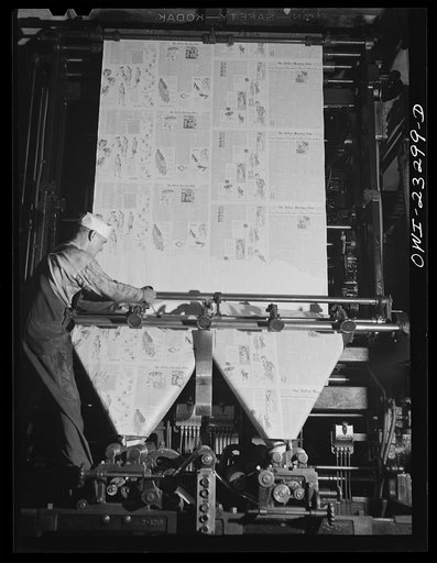 Dallas, Texas. Dallas Morning News coming off the press
