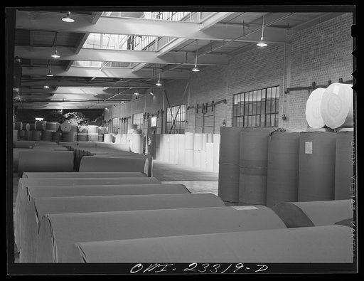 Lufkin, Texas. Southland paper mill. Rolls of newsprint in the shipping room