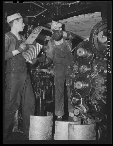 Dallas, Texas. Changing the plates on the press for the morning edition of the Dallas Morning News