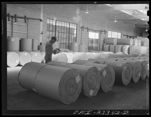 Lufkin, Texas. Southland paper mill. Rolls of newsprint in the shipping room