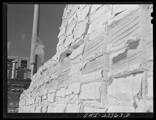 Lufkin, Texas. Southland paper mill. Stockpile of Kraft (chemical) pulp, which is added to southern pine pulp to make newsprint