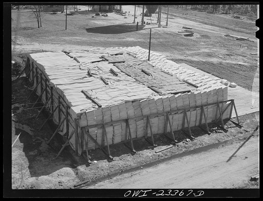 Lufkin, Texas. Southland paper mill. Stockpile of Kraft (chemical) pulp which is added to southern pine pulp in making newsprint
