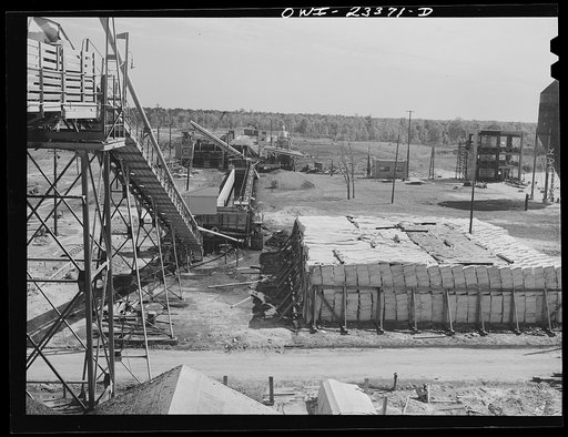 Lufkin, Texas. Stockpile of Kraft chemical pulp at the Southland paper mill. This is added to the southeast pine pulp in making newsprint