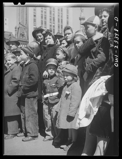 Buffalo, New York. Bystanders at a parade held to raise money for the cruiser Buffalo