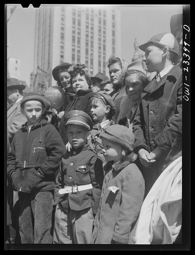 Untitled photo, possibly related to: Buffalo, New York. Bystanders at a parade held to raise money for the cruiser Buffalo