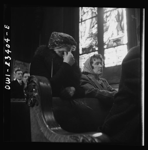 Buffalo, New York. Women factory workers attending mass at nine a.m. Sunday directly after working the third shift