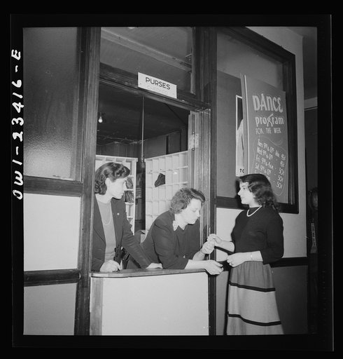 Untitled photo, possibly related to: Buffalo, New York. Purse checkroom at the swingshift dance held weekly from midnight until four a.m. at the Main-Utica ballroom