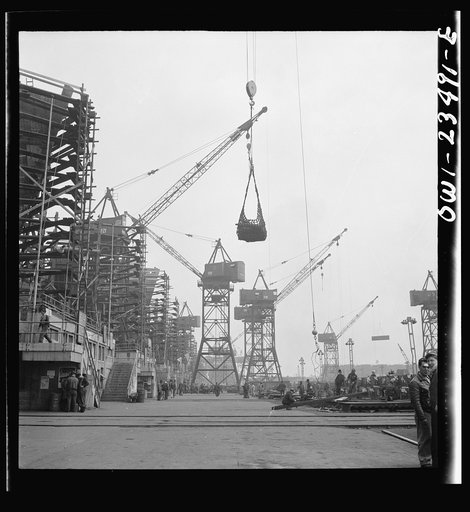 Bethlehem-Fairfield shipyards, Baltimore, Maryland. The yard at the head of the ways
