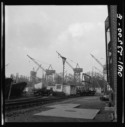 Bethlehem-Fairfield shipyards, Baltimore, Maryland. A general view of the ways