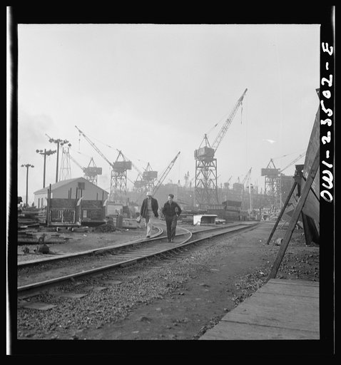 Bethlehem-Fairfield shipyards, Baltimore, Maryland. General view of the ways