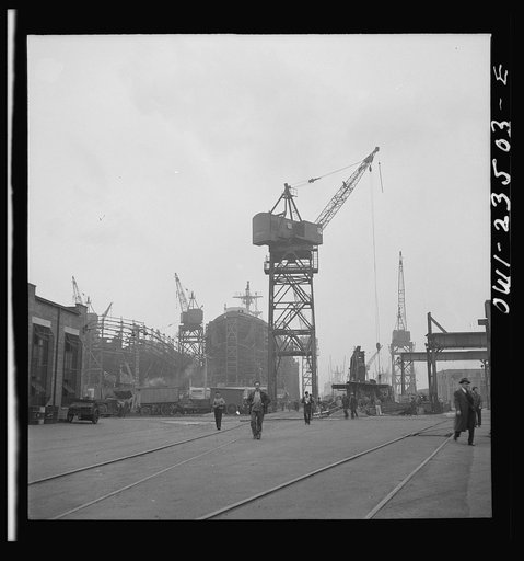 Bethlehem-Fairfield shipyards, Baltimore, Maryland. General view of the ways