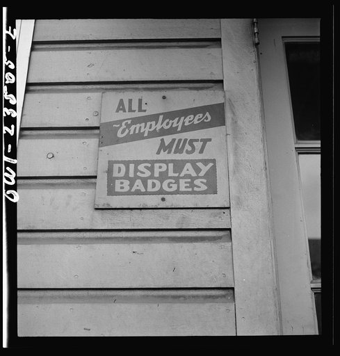 Bethlehem-Fairfield shipyards, Baltimore, Maryland. A shipyard sign
