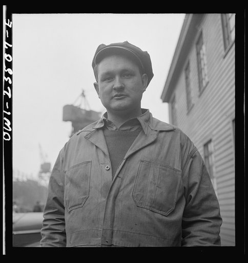Bethlehem-Fairfield shipyards, Baltimore, Maryland. A shipyard worker