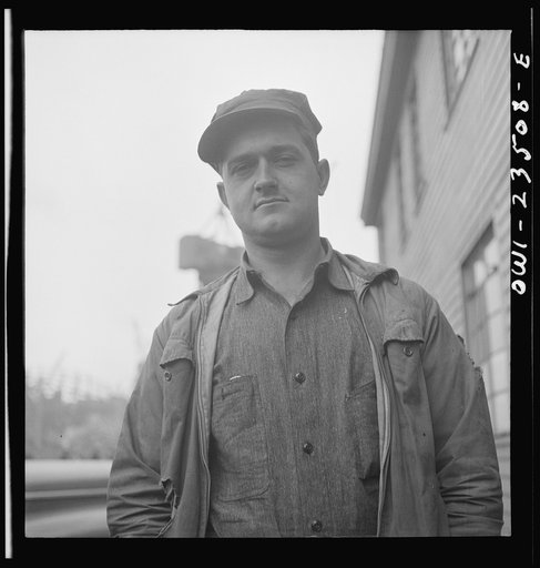 Bethlehem-Fairfield shipyards, Baltimore, Maryland. A shipyard worker