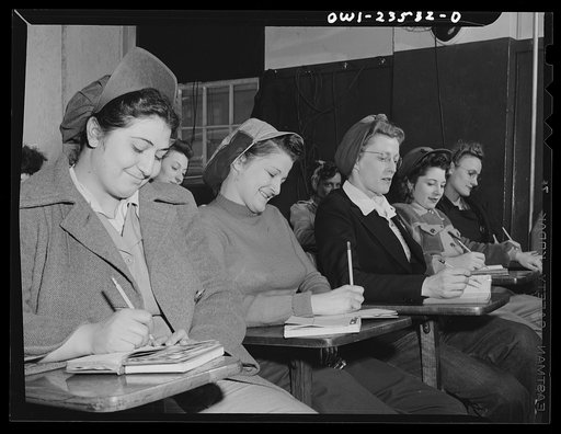 Bethlehem-Fairfield shipyards, Baltimore, Maryland. Women attending a training class