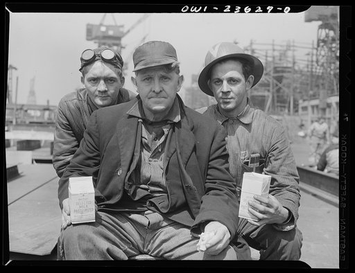 Bethlehem-Fairfield shipyards, Baltimore, Maryland. Lunch time