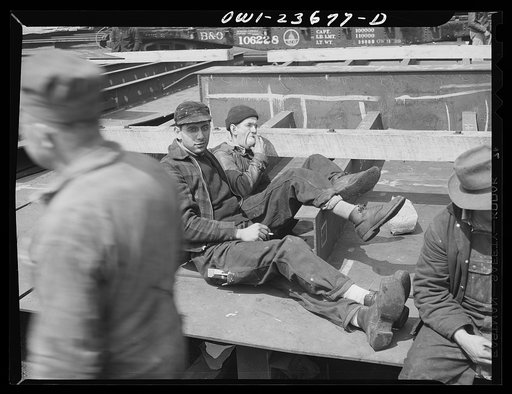 Bethlehem-Fairfield shipyards, Baltimore, Maryland. Lunch time