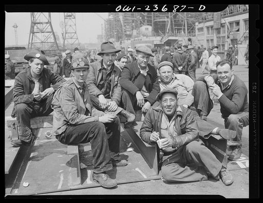 Bethlehem-Fairfield shipyards, Baltimore, Maryland. Lunch time